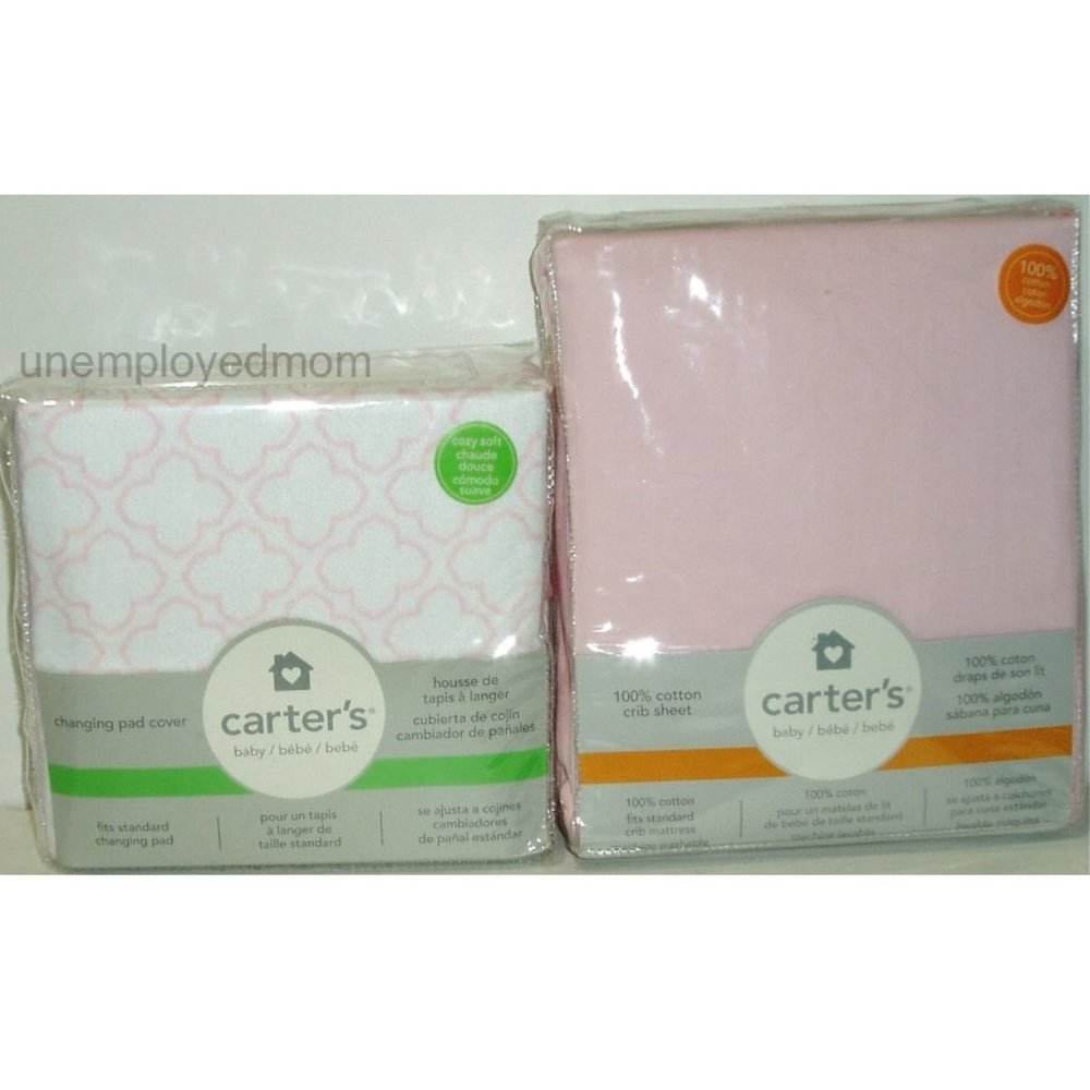 Pink Crib Sheet & Changing Pad Cover Girls Nursey